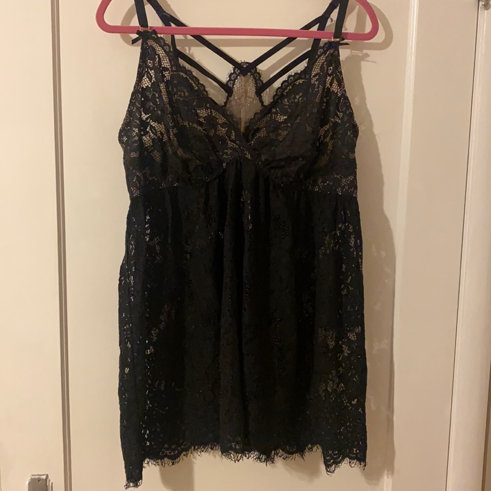 Cacique black lace chemise